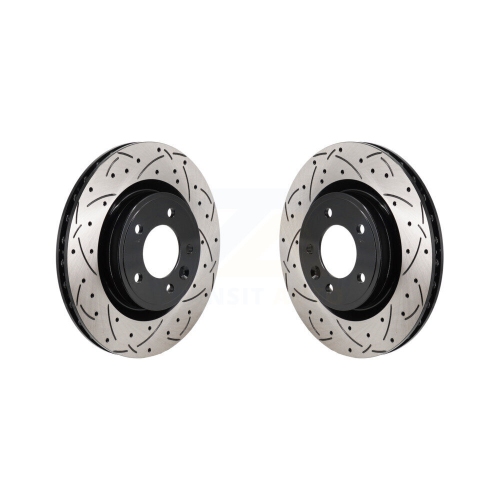 Rear Coated Drilled Slotted Disc Brake Rotors Pair for Land Rover Range Sport Discovery KD-100735