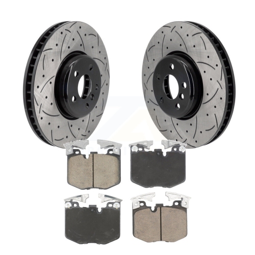 Front Drilled Slot Brake Rotor & Ceramic Pad Kit For BMW 330i xDrive 530i Toyota GR Supra KDC-101130