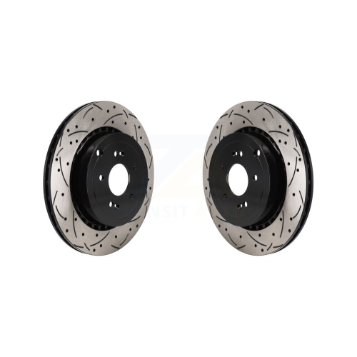 Rear Coated Drilled Slotted Disc Brake Rotors Pair For Genesis G70 Kia Stinger KD-100720