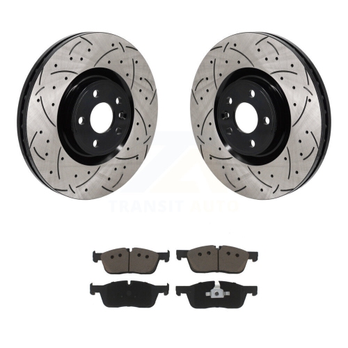Front Drill Slot Brake Rotor Ceramic Pad Kit For Land Rover Discovery Sport Jaguar E-Pace KDC-101141