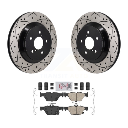 Rear Coated Drilled Slotted Disc Brake Rotors And Ceramic Pads Kit For Subaru Crosstrek KDA-103184