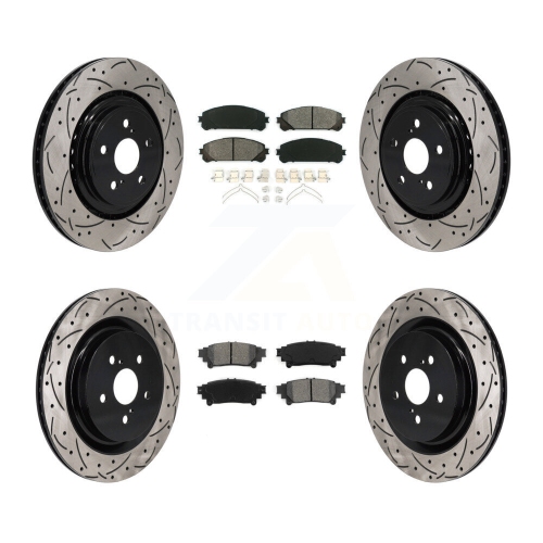 Front Rear Coated Drill Slot Disc Brake Rotor Semi-Metallic Pad Kit For Toyota Highlander KDS-101156