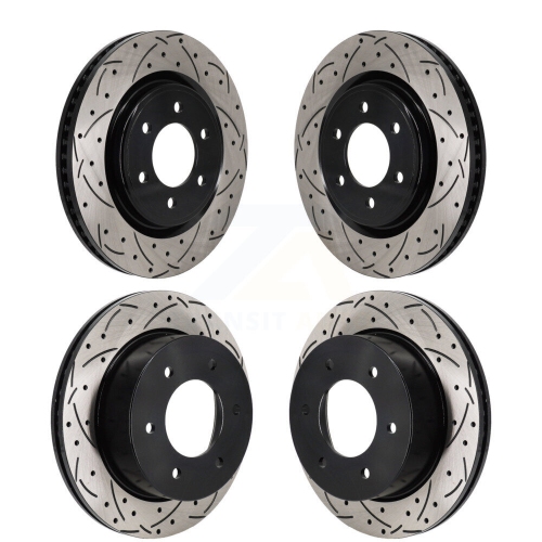 Front Rear Coated Drilled Slotted Disc Brake Rotors Kit For 2022-2024 Ford Bronco 3.0L KD-100668
