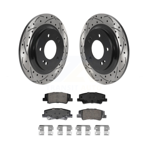 Rear Coated Drilled Slotted Disc Brake Rotors & Ceramic Pad Kit For Hyundai Sonata Kia K5 KDA-102920