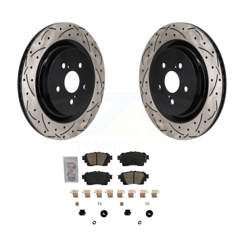 Ensemble de disques de frein perforés avec revêtement arrière et plaquettes en céramique pour Toyota Highlander KDA-103179
