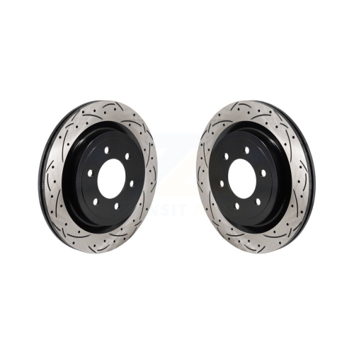 Rear Coated Drilled Slotted Disc Brake Rotors Pair for Ford F-150 Lightning KD-100732