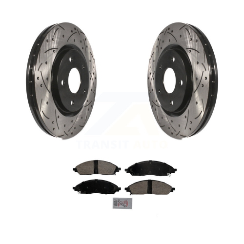Front Coated Drilled Slot Disc Brake Rotor Ceramic Pad Kit For 2020 Chrysler Pacifica AWD KDA-103036