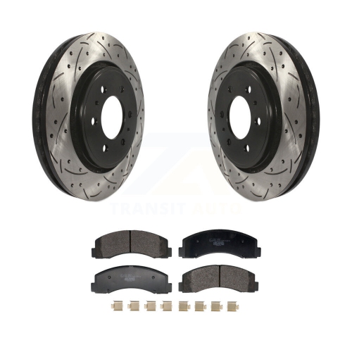 Front Drill Slot Brake Rotors Ceramic Pad Kit For Ford F-150 Expedition Lincoln Navigator KDT-101249