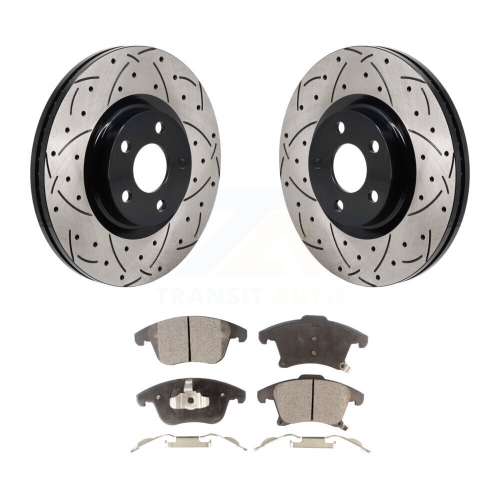 Front Coated Drilled Slot Disc Brake Rotor Ceramic Pad Kit For 2017-2020 Lincoln MKZ 2.0L KDT-101320