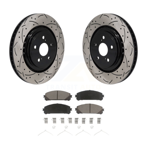 Front Coated Drill Slot Disc Brake Rotors Ceramic Pad Kit For 2020-2022 Toyota Highlander KDC-101147
