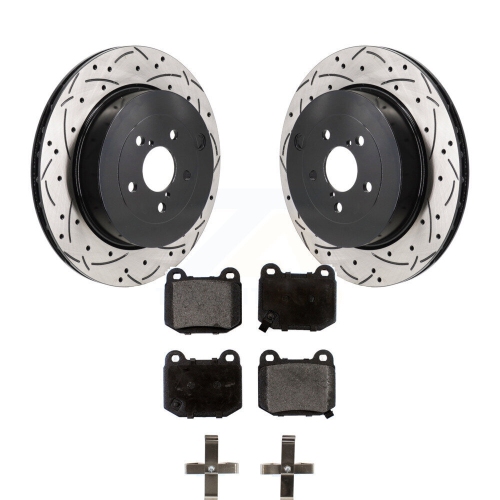 Rear Coated Drilled Slot Disc Brake Rotors Semi-Metallic Pad Kit For Subaru BRZ Toyota 86 KDF-101363