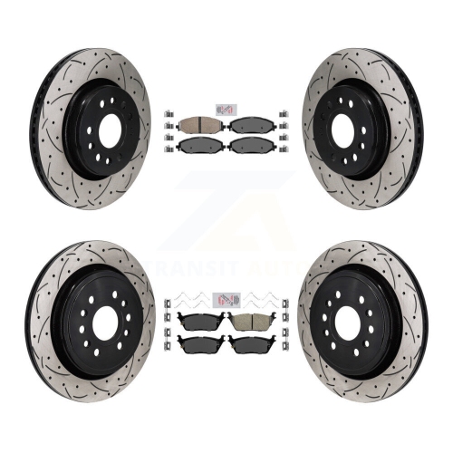 Front Rear Ceramic Pad Drill Slot Disc Brake Rotor Kit For Ram 1500 Jeep Wagoneer Grand L KDA-103158