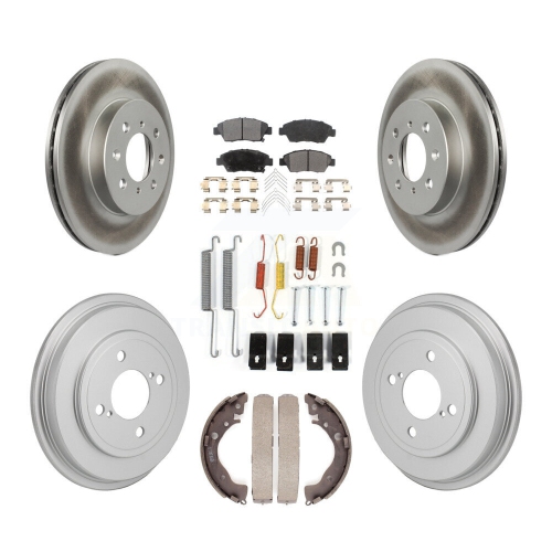 Front Rear Coated Disc Brake Rotors Semi-Metallic Pads And Drum Kit For Honda Fit KGF-103328