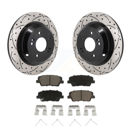 Rear Coated Drilled Slotted Disc Brake Rotors Ceramic Pad Kit For Genesis G70 Kia Stinger KDC-101246