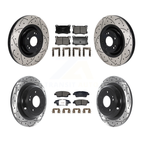 Front Rear Coated Drilled Slotted Disc Brake Rotors And Ceramic Pads Kit For Genesis G80 KDT-101339