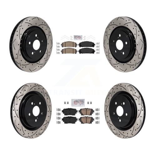 TRANSIT AUTO  Front Rear Ceramic Pad Drilled Slot Disc Brake Rotors Kit for 2020-2023 Toyota Highlander Kda-103117