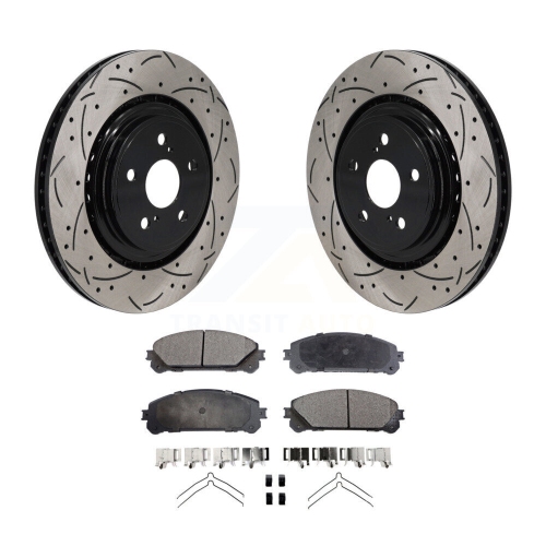 Front Drilled Slot Disc Brake Rotor Semi-Metallic Pad Kit For 2020-2022 Toyota Highlander KDF-101245