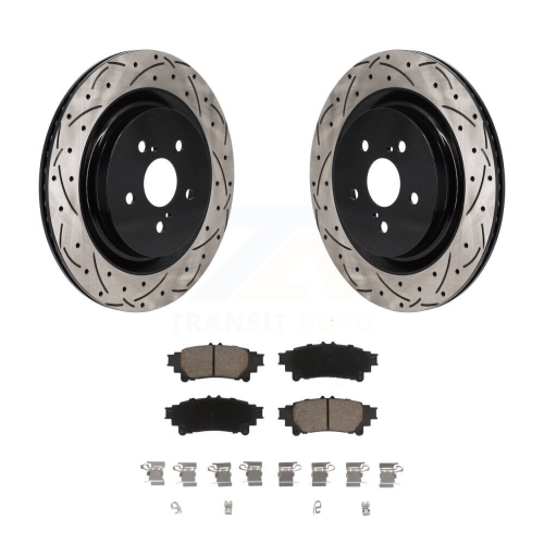 Ensemble de disques de frein perforés avec revêtement arrière et plaquettes en céramique pour Toyota Highlander KDC-101269