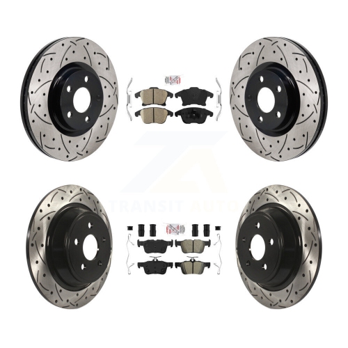 Front Ceramic Rear Semi-Metallic Pad Drill Slot Disc Brake Rotor Kit For Lincoln MKZ 2.0L KDA-103153
