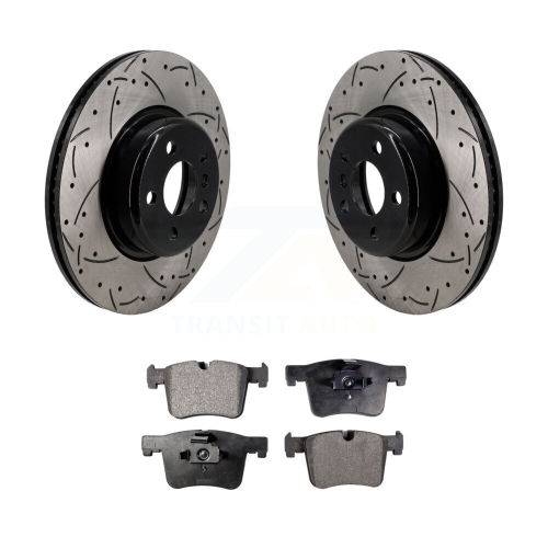 Front Coat Drill Slot Disc Brake Rotors Semi-Metallic Pad Kit For 2019 BMW 330i xDrive GT KDF-101196