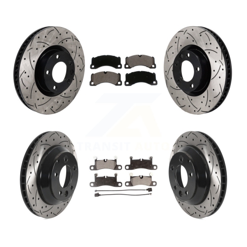 TRANSIT AUTO  Front Rear Disc Brake Rotors Ceramic Pad Kit (6PC) for Volkswagen Touareg Porsche Cayenne Kdt-101278