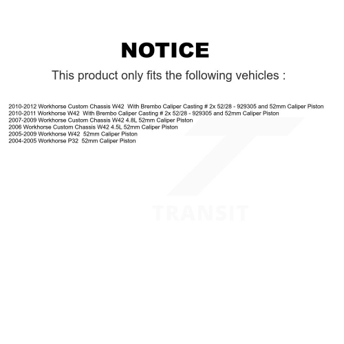 Front Rear Semi-Metallic Disc Brake Pads Kit For Workhorse Custom Chassis W42 P32 KNF-101951