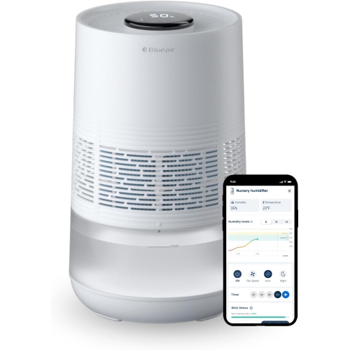 BLUEAIR Premium Smart Humidifier: 3.5L Dishwasher Safe Tank for Large Room, Better Sleep with Evaporative Tech, Auto & Night Mode, Easy Top Fill, Air