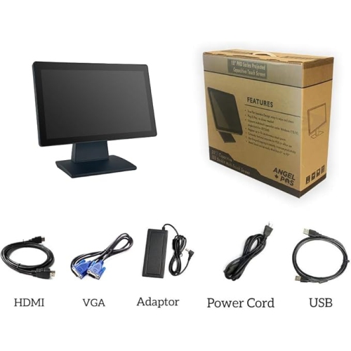 Commercial Grade 17.3 Inch 1920 x 1080 FHD Touchscreen POS Monitor, 10 Points Touch HDMI VGA, Waterproof Dustproof Screen, Indusitrial, Office,