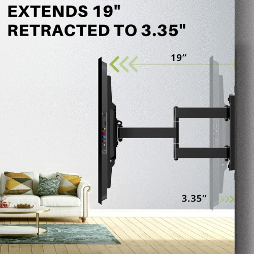 Full Motion TV Wall Mount Bracket for 32-90 Inch TVs | Sliding Design, Fits 16-24 Inch Studs, Swivel & Articulating Arms, VESA 600x400mm, Holds 150lbs