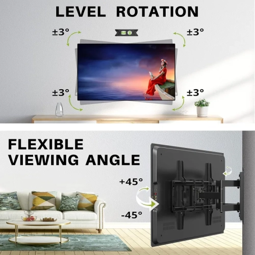 Full Motion TV Wall Mount Bracket for 32-90 Inch TVs | Sliding Design, Fits 16-24 Inch Studs, Swivel & Articulating Arms, VESA 600x400mm, Holds 150lbs