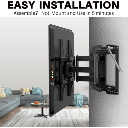 Full Motion TV Wall Mount Bracket for 32-90 Inch TVs | Sliding Design, Fits 16-24 Inch Studs, Swivel & Articulating Arms, VESA 600x400mm, Holds 150lbs