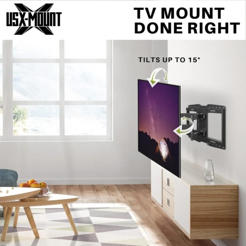 Full Motion TV Wall Mount Bracket for 32-90 Inch TVs | Sliding Design, Fits 16-24 Inch Studs, Swivel & Articulating Arms, VESA 600x400mm, Holds 150lbs