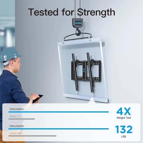 Tilt TV Wall Mount for 37-82 Inch Flat & Curved TVs | Ultra Slim, Low Profile, Fits 16”-24” Wood Studs, VESA 600x400mm, Supports 132lbs