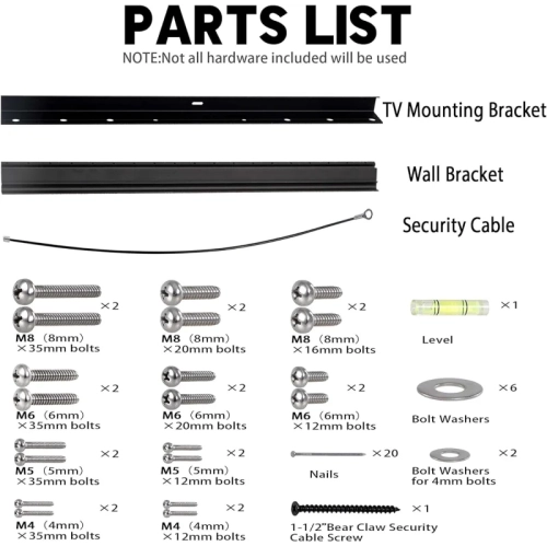 No Stud TV Wall Mount for 12-55 Inch TVs | Studless, No Drill, No Screws, Easy Install Bar Bracket, Holds up to 99 lbs, Includes Level
