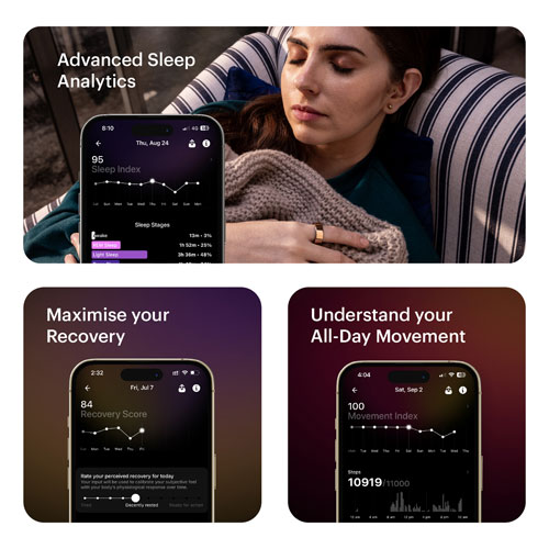 Anneau intelligent pour le sommeil et la mise en forme Ring Air d'Ultrahuman - Taille 14 - Noir aster
