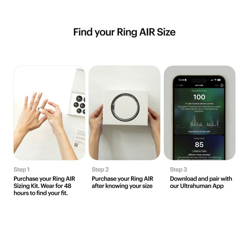 Ultrahuman Ring Air Sleep & Fitness Smart Ring - Size 13 - Natural Titanium