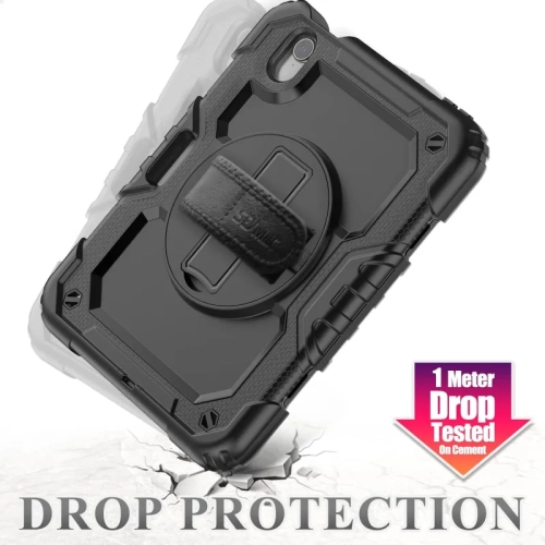 Full-Body Armor Case for iPad Mini 6th Generation 8.3" - Drop Proof, 360° Rotating Stand, Pencil Holder, Screen Protector, Hand Strap, Black