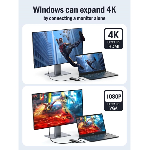 USB C Docking Station for Laptop, 10 in 1 Triple Display Monitors Adapter w/4K Dual HDMI, 1080P VGA, 3 USB 3.0/2.0, TF/SD 2.0, 3.5mm Audio, 100W PD,