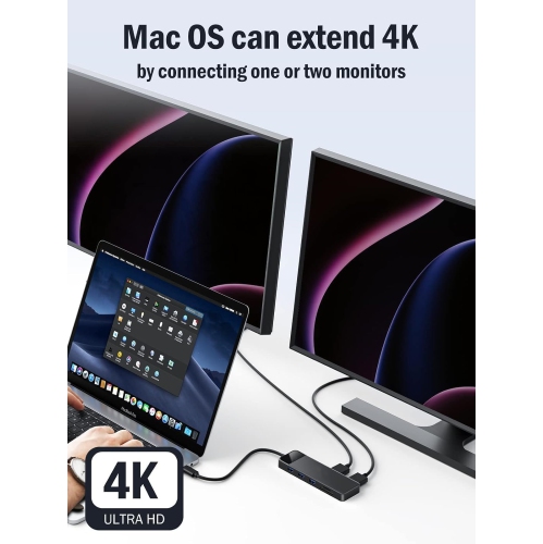 USB C Docking Station for Laptop, 10 in 1 Triple Display Monitors Adapter w/4K Dual HDMI, 1080P VGA, 3 USB 3.0/2.0, TF/SD 2.0, 3.5mm Audio, 100W PD,