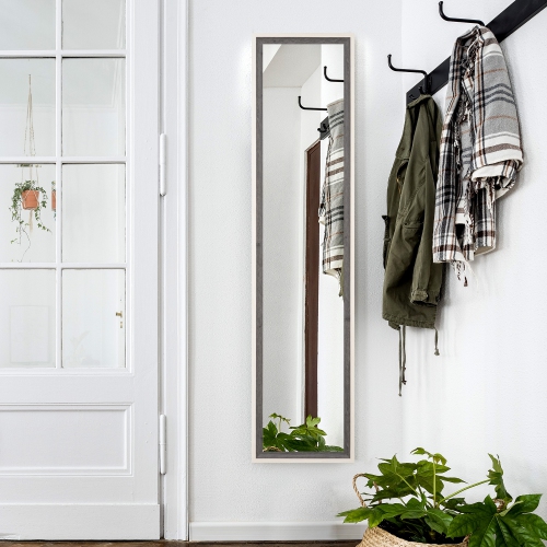 HOMCOM Full Length Mirror, 64" x 21" Full Body Mirror with Frame, Free Standing, Leaning or Wall Mirror for Bedroom, Living Room, Grey Wood Grain