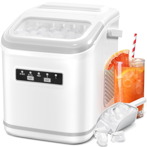 ZAFRO Portable Ice Maker Machine Countertop Small Compact Mini Bullet Ice Maker, Self Cleaning, 2 Size of Bullet ice Cubes, 9 Cubes in 6 Mins, Good