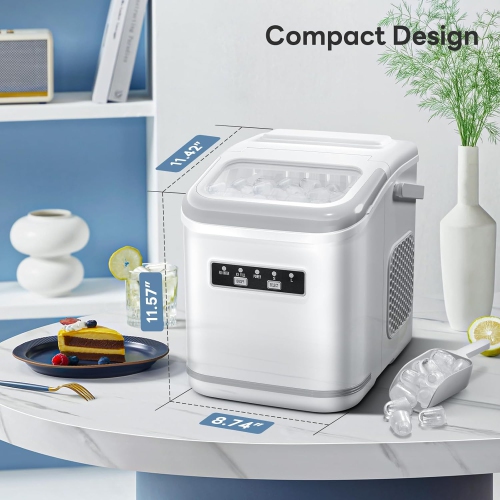 ZAFRO Portable Ice Maker Machine Countertop Small Compact Mini Bullet Ice Maker, Self Cleaning, 2 Size of Bullet ice Cubes, 9 Cubes in 6 Mins, Good