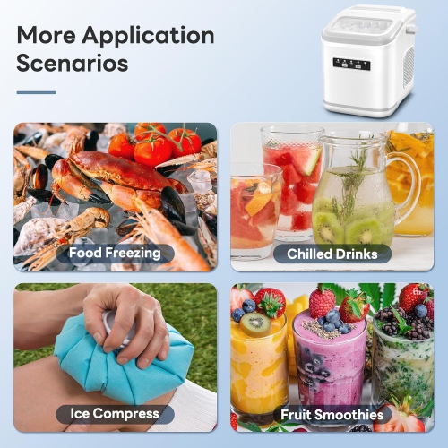 ZAFRO Portable Ice Maker Machine Countertop Small Compact Mini Bullet Ice Maker, Self Cleaning, 2 Size of Bullet ice Cubes, 9 Cubes in 6 Mins, Good