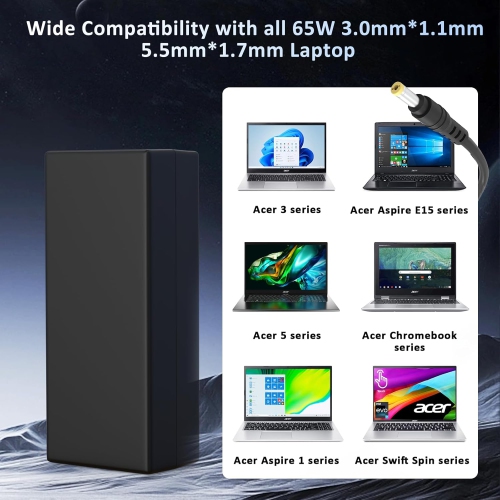 65W 45W Charger for Acer Aspire 5 3 E15 E1 ES1 E3 E5 E11 E14 E17 ES15 ES17 E5-573 E5-575 E5-571 E5-511 E5-521 E5-511 N15Q1 N16Q2 V5 V7 V3 VN7 R3 R7