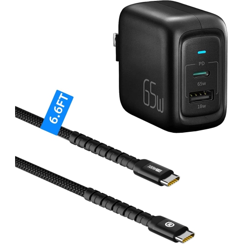 Chargeur USB-C 65&nbsp;W/45&nbsp;W, chargement rapide PD GaN PPS pour iPhone 15, portable de Samsung, Steam Deck, Chromebook, Galaxy Book Pro, Tab S8