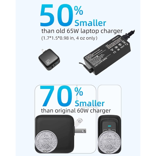 Chargeur USB-C 65 W/45 W, chargement rapide PD GaN PPS pour iPhone 15, portable de Samsung, Steam Deck, Chromebook, Galaxy Book Pro, Tab S8