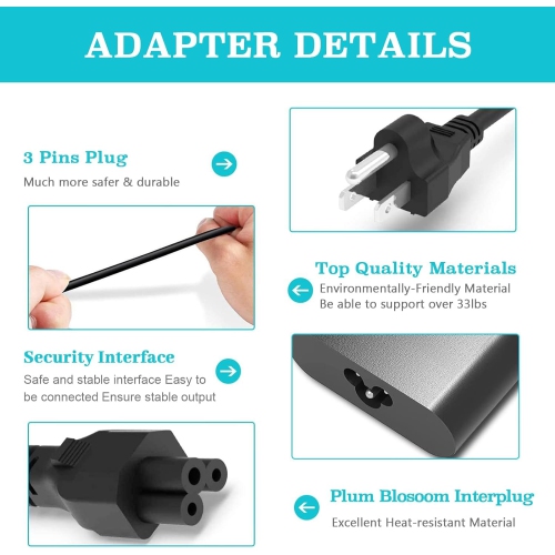 Chargeur pour ordinateur portatif 65&nbsp;W pour Dell Latitude 7480 7490 5490 5480 E6430 E6420 Inspiron 1545 N5110 N7110 N4110 N7010 3521 N4010 N4110