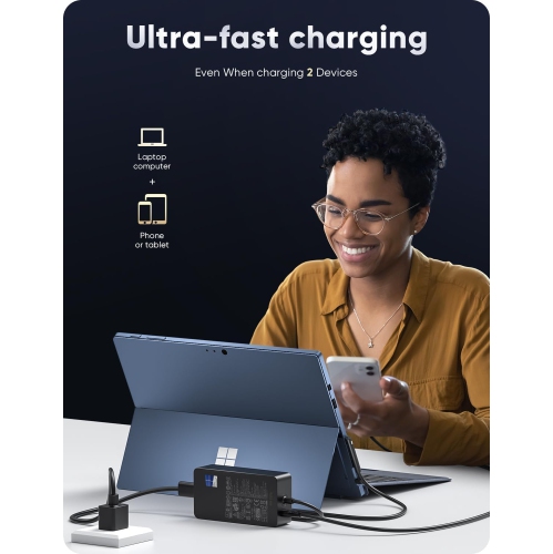 Surface Pro Charger,65W Microsoft Surface Charger for Surface Pro 3/4/5/6/7/7+/8/9/10, Surface Laptop 1/2/3/4/5, Surface Book 1/2/3, Surface Go