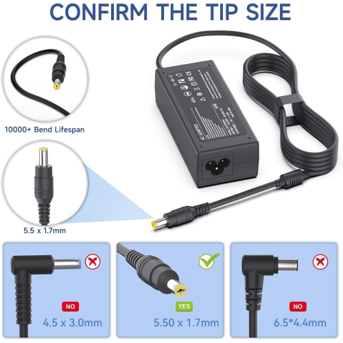 19V Adapter Power Cord for Acer LCD Monitor H236HL SA230 G276HL G246HL G206HQL S271HL S240HL G236HL S220HQL S242HL G226HQL S202HL S230HL G237HL