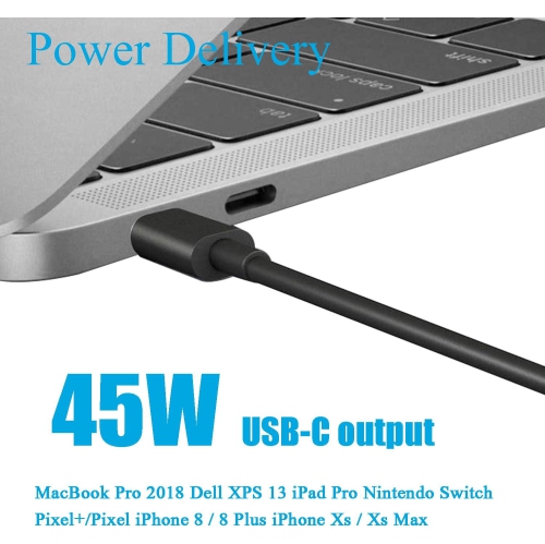 Chargeur USB-C de 45 W pour portable; Chargeur rapide de Chromebook pour Lenovo, Dell, HP, ASUS, Acer LG, Nintendo Switch et autres